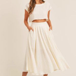Mable cream linenlike crop + midi set